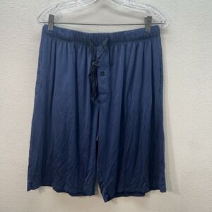 Bamboo Cool Sleep Shorts Men's L Blue Stretch Lounge Pull On Drawstring Pajamas
